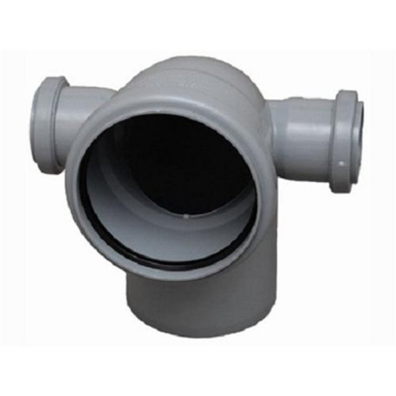 Отвод PP-H с выходом левый и правый серый Дн 110х50х50х87гр б/нап в/к VALFEX 23123150